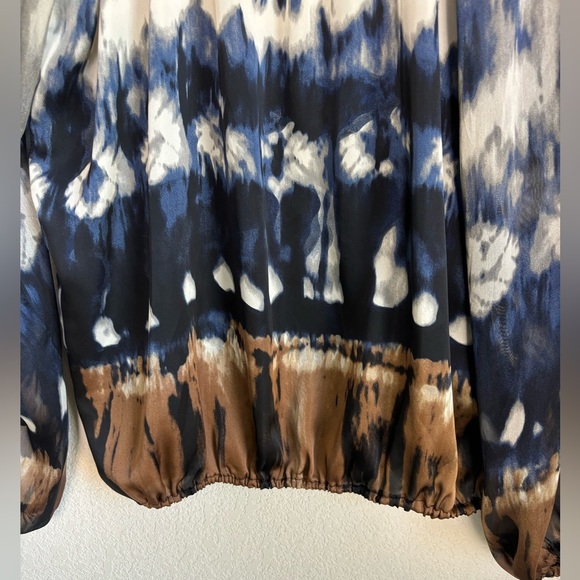 NWT Exclusively Misook Chiffon Boho Tie Dye Balloon Sleeve SAMPLE Blouse XS - Picture 4 of 7